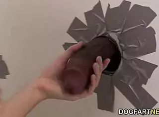 Rose Red Tyrell fucks black cock at glory hole