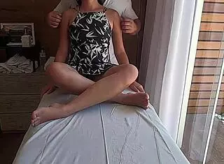 Real married latina surprises husband with recorded tantric massage turning sexual