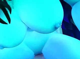 night elf rides hard in cowgirl position to orgasm