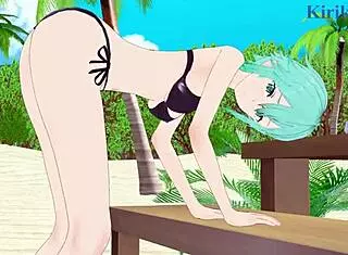 Asuna and Sinon have intense sex in this hentai