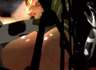 anime cow girl pounded hard against the cage?