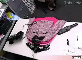 Geeky Chick Caught Shoplifting Meets Cop's Big Cock