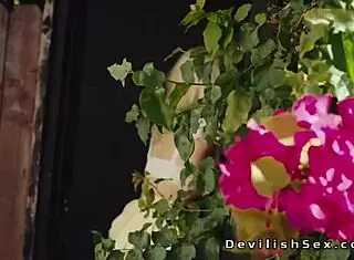 stunning blonde babe handles monster cock in her shaved pussy