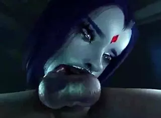 raven deepthroats widowmaker's big cock in this hentai anime