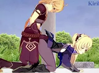 Amber And Fischl Amy And Aether Intense Sex - Genshin Impact Hentai