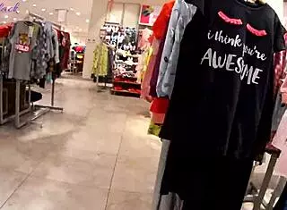 Petite Black Teen 18+ Swallows Cum in Fitting Room