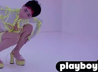 Mia Valentine, stunning Latina teen, poses seductively in lingerie, showcasing her hot big ass with striptease moves and undressing.