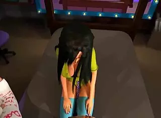 horny brunette deepthroats big cock