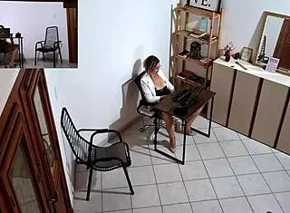 Horny Secretary Feels Passionate, Masturbates, Then Fucks Client