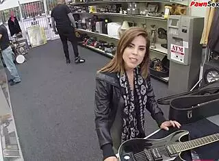 Petite Curvy Brunette Babe Licks Ass Bent Over Before Doggy Fucking in Office POV