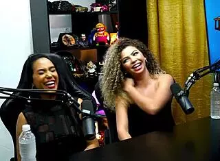 dani and danielly show tits and lick in podcast