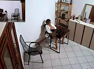 Horny Secretary Feels Passionate, Masturbates, Then Fucks Client