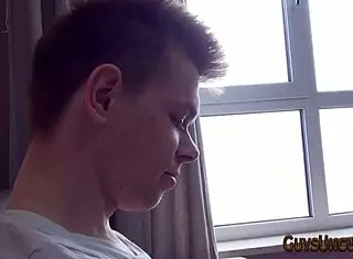 Uncut Hunk Strokes His Cock Solo