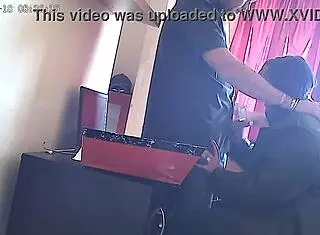 Secretary deepthroating boss's cock on CCTV 😈