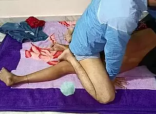 sexy housewife in bedroom with young friend and husband, dirty brunette girlfriend