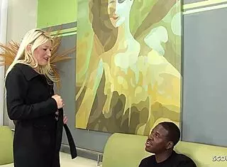 Blonde teen begs black neighbor for monster cock anal fuck