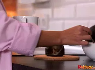 Emily thorne bends over for hardcore ass riding and cumshot after morning coffee