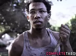 Teenage skank blows big black cock hard