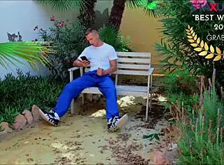 Staxus Twink Catches Gay Gardener Masturbating in Nature and Offers Help
