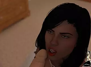 in this 3d cartoon, the big booty milf sucks a hard black cock passionately.