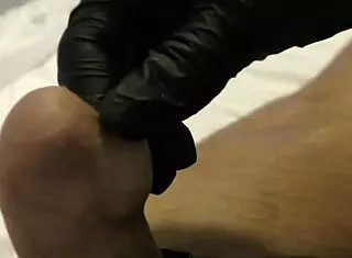 Foreskin play in latex gloves homemade fetish session what's next