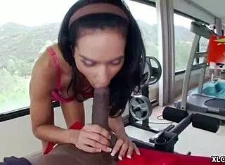 Tia Cyrus casually takes big black dick doggy style, bent over with monster cock