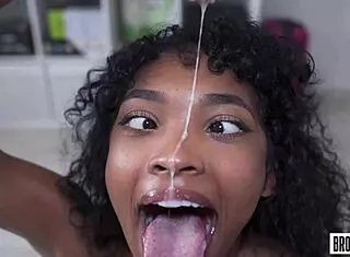 Teen 18+ Barbie Rous Deepthroats and Fucks Black Cock in Homemade Session