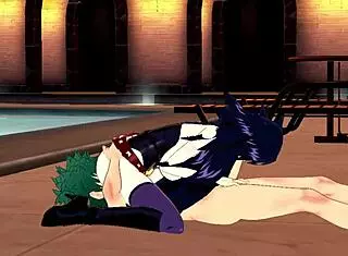 Deku and Midnight have hentai sex with blowjob and cumshot