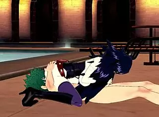 Deku and Midnight have hentai sex with blowjob and cumshot