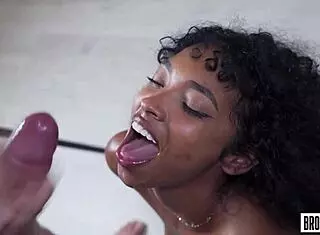 Teen 18+ Barbie Rous Deepthroats and Fucks Black Cock in Homemade Session