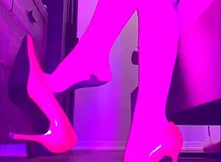 paulette lerouge dangles her sexy high heels in stockings for a fetish show