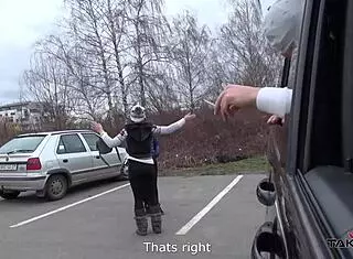 ugh, can’t believe this sexy brunette got me in a van fight after banging outdoors!