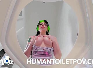 Kittycamtime sorprendida por inodoro humano en acción POV