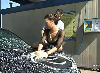 yo babe, wanna see this young french amateur get hard anal in public carwash?