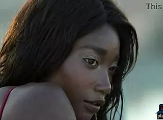 Ebony Model Mimi Desuka Performs A Striking Striptease By The Pool For Playboy