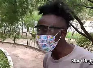 Caught masturbating in public, she had to suck off young studs