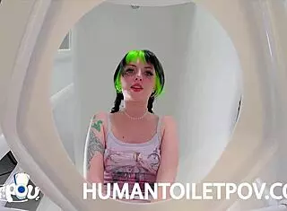 Kittycamtime surprised by human toilet in pov action
