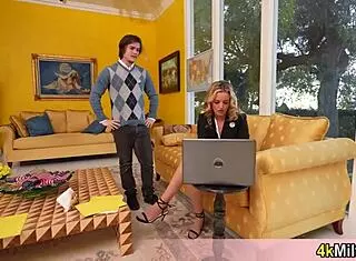 This Sexy Blonde Survey Chick in Stockings Lets Me Put My Cock in Her Mouth So Easily!