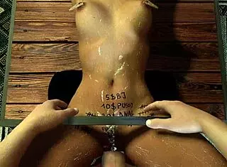 Bound whore feels tight pussy creamed and pisses on cock