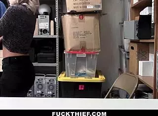 Blonde teen punished with monster cock in garage shop