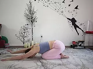 Yoga lesson turns steamy with cute shaved babe guiding me! 🧘‍♀️🔥