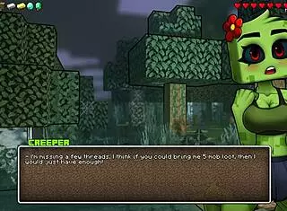 witch rides cowgirl in hornycraft parody game with big tits