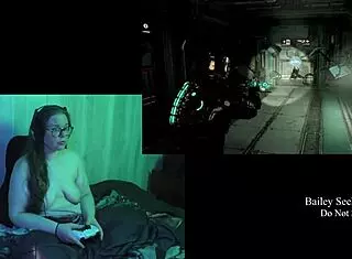 Look at these big natural tits bouncing while I play Deadspace naked!