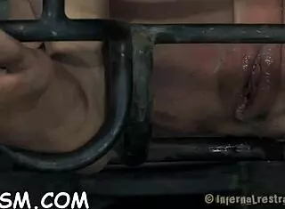 damn, fuck machine pounds bound guy hard! 😈