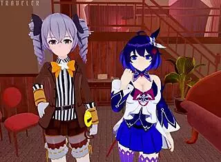 Valkyries Bent Over and Licked in Honkai Hentai