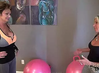 deauxma and payton play with big bouncing balls and tits