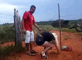 i fucked the blonde teen on the road in public