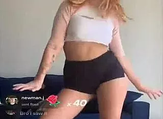 bouncing blonde titties during sexy workout in bra and shorts
