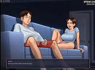 Hot blowjob and footjob on cam from sexy roommate in summertime saga gameplay part 2