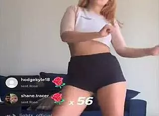 bouncing blonde titties during sexy workout in bra and shorts